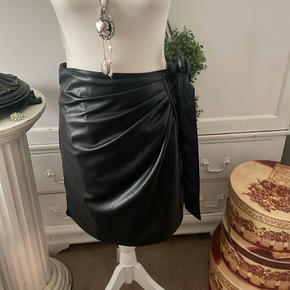 Full leather, wraparound skirt